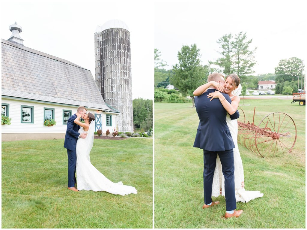 rustic summer bride and groom portraits on farm